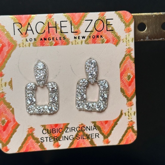 Rachel Zoe Silver Geometric Pavé Earrings - Picture 9 of 14